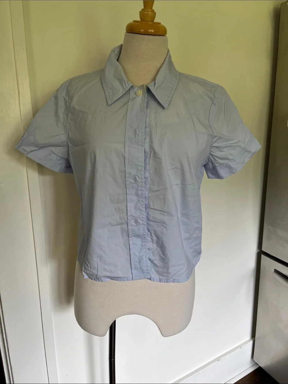 J Crew Cropped Shirt 8 Blue